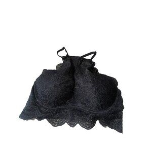 PINK Victorias Secret Bra Size Small Cup Size AA-C High Neck Pushup Black Lace